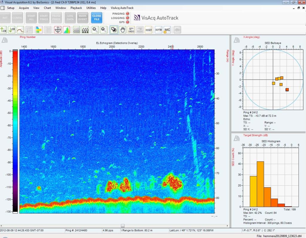 Biosonics Fisheries Acoustics Echogram using Visual Acuquisition